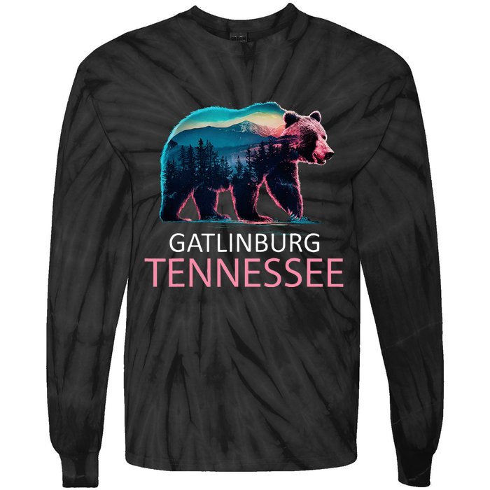 Gatlinburg Tennessee Mountains Bear Usa Hiking Souvenir Tn Tie-Dye Long Sleeve Shirt