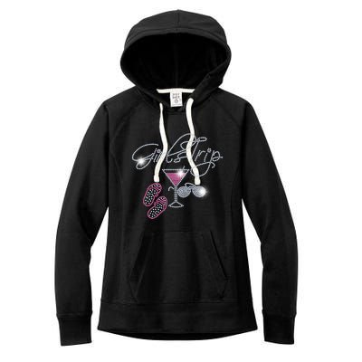 Girls Trip Martini Flip Flops Rhinestone Bling Mom Birthday Cool Gift Women's Fleece Hoodie