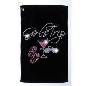 Girls Trip Martini Flip Flops Rhinestone Bling Mom Birthday Cool Gift Platinum Collection Golf Towel