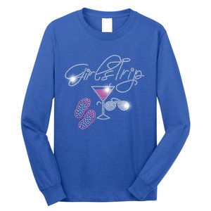 Girls Trip Martini Flip Flops Rhinestone Bling Mom Birthday Cool Gift Long Sleeve Shirt