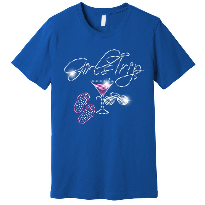 Girls Trip Martini Flip Flops Rhinestone Bling Mom Birthday Cool Gift Premium T-Shirt