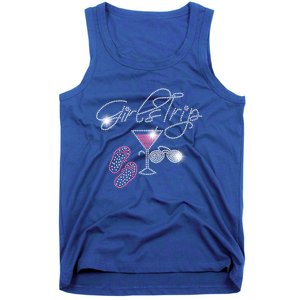 Girls Trip Martini Flip Flops Rhinestone Bling Mom Birthday Cool Gift Tank Top