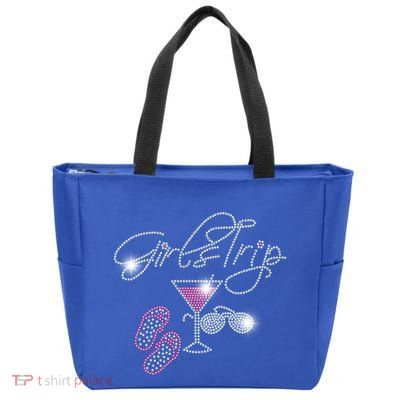 Girls Trip Martini Flip Flops Rhinestone Bling Mom Birthday Cool Gift Zip Tote Bag