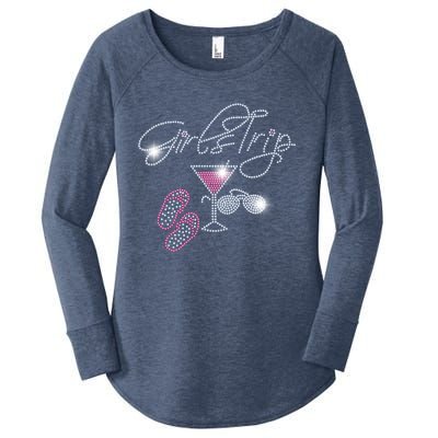 Girls Trip Martini Flip Flops Rhinestone Bling Mom Birthday Cool Gift Women's Perfect Tri Tunic Long Sleeve Shirt