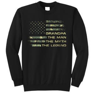 Grandpa The Man The Myth The Legend Fathers Day Camo US Flag Sweatshirt