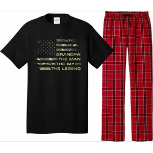 Grandpa The Man The Myth The Legend Fathers Day Camo US Flag Pajama Set