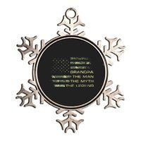 Grandpa The Man The Myth The Legend Fathers Day Camo US Flag Metallic Star Ornament