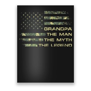 Grandpa The Man The Myth The Legend Fathers Day Camo US Flag Poster