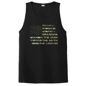 Grandpa The Man The Myth The Legend Fathers Day Camo US Flag PosiCharge Competitor Tank