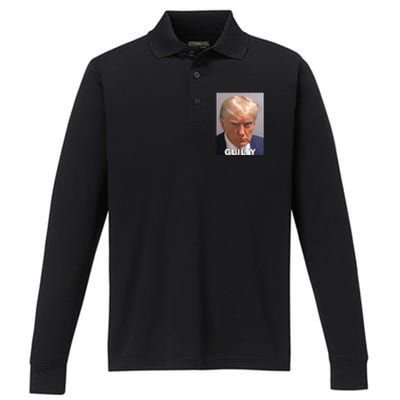 Guilty Trump Mugshot Performance Long Sleeve Polo