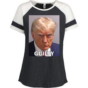 Guilty Trump Mugshot Enza Ladies Jersey Colorblock Tee