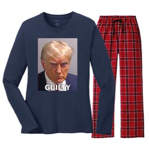 Guilty Trump Mugshot Women's Long Sleeve Flannel Pajama Set 