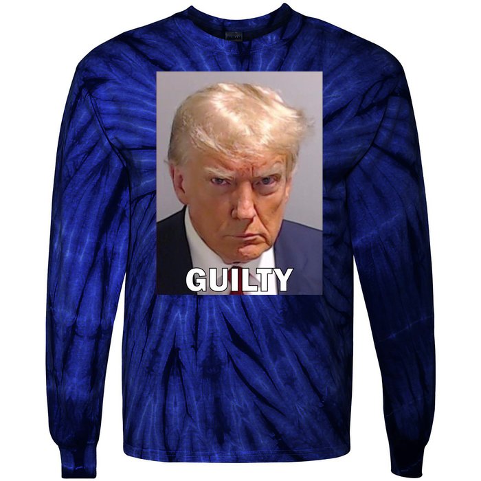 Guilty Trump Mugshot Tie-Dye Long Sleeve Shirt