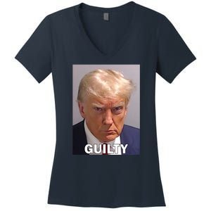 Guilty Trump Mugshot Women's V-Neck T-Shirt