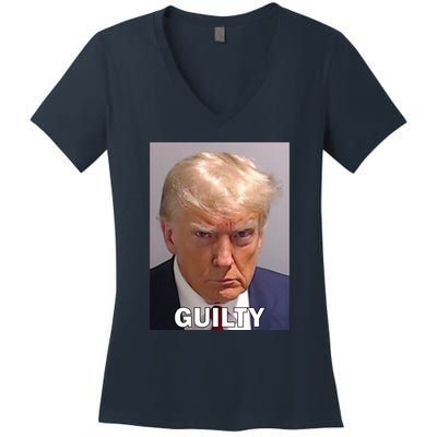 Guilty Trump Mugshot Women's V-Neck T-Shirt