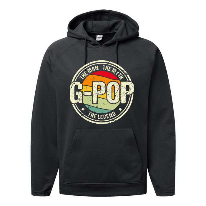 GPop The Man The Myth The Legend Grandfather Father's Day Performance Fleece Hoodie