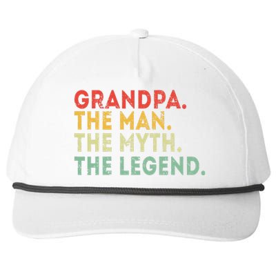 Grandpa The Man The Myth The Legend Fathers Day Gift Snapback Five-Panel Rope Hat