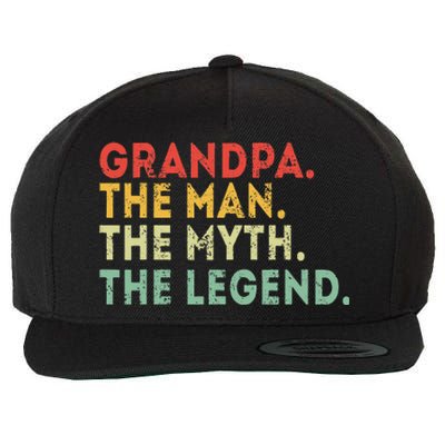 Grandpa The Man The Myth The Legend Fathers Day Gift Wool Snapback Cap