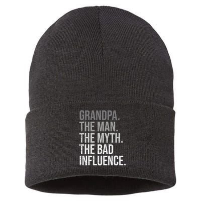 Grandpa The Man The Myth The Bad Influence Grandfather Sustainable Knit Beanie