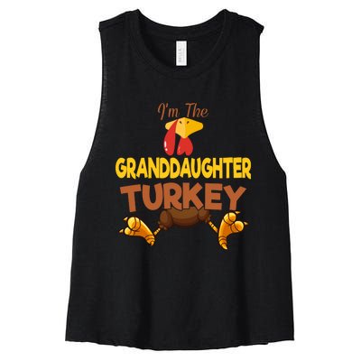 Granddaughter Turkey Matching Family Group Thanksgiving Gifts  Women's Racerback Cropped Tank