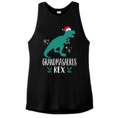 Grandmasaurus Trex Matching Family Christmas Dino Outfit Gift Ladies PosiCharge Tri-Blend Wicking Tank