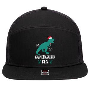 Grandmasaurus Trex Matching Family Christmas Dino Outfit Gift 7 Panel Mesh Trucker Snapback Hat