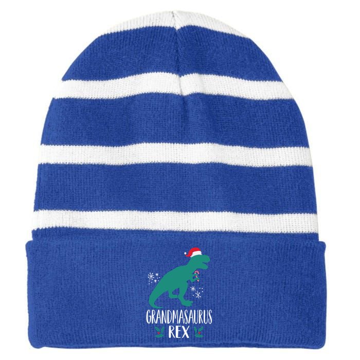 Grandmasaurus Trex Matching Family Christmas Dino Outfit Gift Striped Beanie with Solid Band