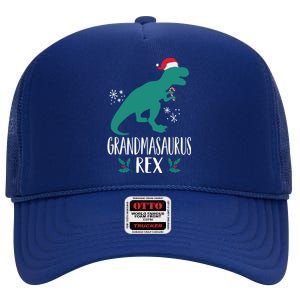 Grandmasaurus Trex Matching Family Christmas Dino Outfit Gift High Crown Mesh Back Trucker Hat