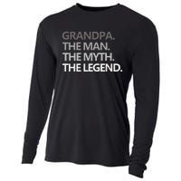 GRANDPA THE MAN THE MYTH THE LEGEND Men Gift Fathers Day Cooling Performance Long Sleeve Crew