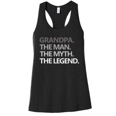 GRANDPA THE MAN THE MYTH THE LEGEND Men Gift Fathers Day Women's Racerback Tank