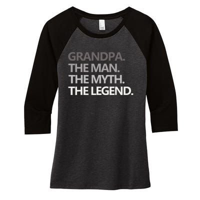 GRANDPA THE MAN THE MYTH THE LEGEND Men Gift Fathers Day Women's Tri-Blend 3/4-Sleeve Raglan Shirt