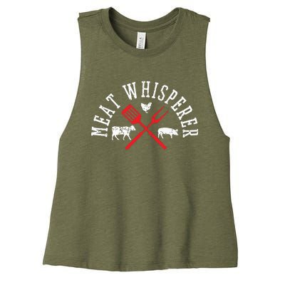 Grilling T Meat Whisperer Funny BBQ Chef Gift Women's Racerback Cropped Tank