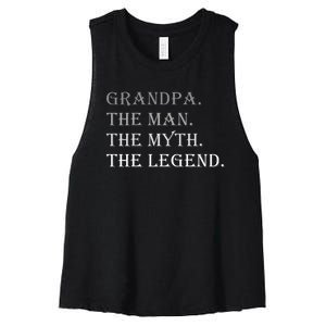 Grandpa The Man The Myth The Legend Women's Racerback Cropped Tank