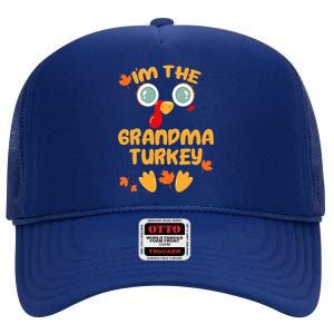 GRANDMA Turkey Matching Family Thanksgiving Party Pajama High Crown Mesh Back Trucker Hat