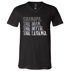 Grandpa The Man The Myth The Legend FatherS Day V-Neck T-Shirt