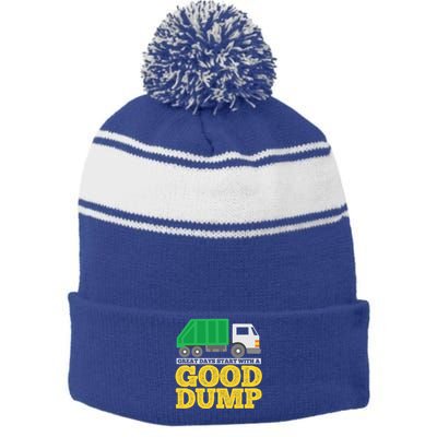 Garbage Truck Meaningful Gift Stripe Pom Pom Beanie