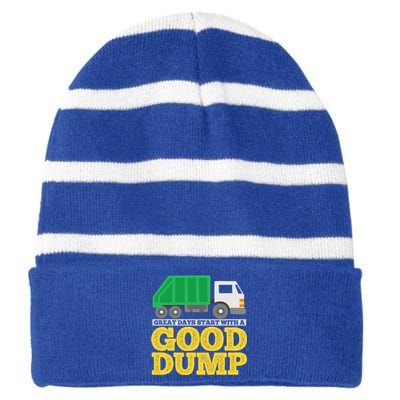 Garbage Truck Meaningful Gift Striped Beanie with Solid Band