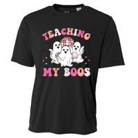 Groovy Teaching My Boos Crew Funny Ghost Halloween Teacher Cooling Performance Crew T-Shirt