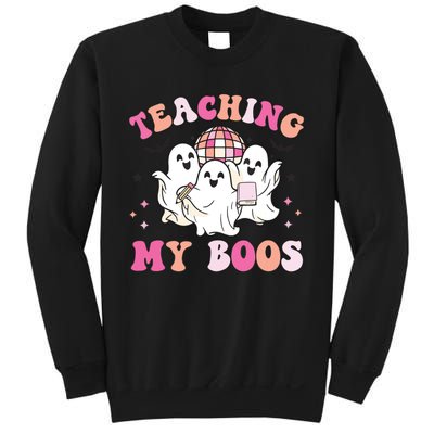 Groovy Teaching My Boos Crew Funny Ghost Halloween Teacher Sweatshirt