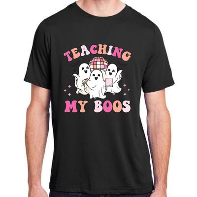 Groovy Teaching My Boos Crew Funny Ghost Halloween Teacher Adult ChromaSoft Performance T-Shirt