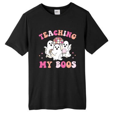 Groovy Teaching My Boos Crew Funny Ghost Halloween Teacher Tall Fusion ChromaSoft Performance T-Shirt