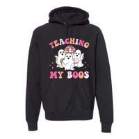 Groovy Teaching My Boos Crew Funny Ghost Halloween Teacher Premium Hoodie