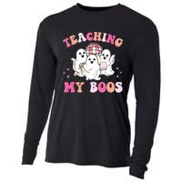 Groovy Teaching My Boos Crew Funny Ghost Halloween Teacher Cooling Performance Long Sleeve Crew