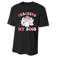 Groovy Teaching My Boos Crew Funny Ghost Halloween Teacher Performance Sprint T-Shirt