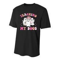 Groovy Teaching My Boos Crew Funny Ghost Halloween Teacher Youth Performance Sprint T-Shirt