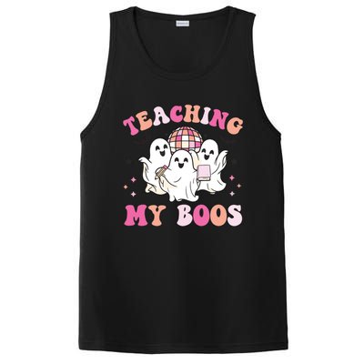 Groovy Teaching My Boos Crew Funny Ghost Halloween Teacher PosiCharge Competitor Tank