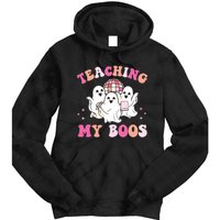 Groovy Teaching My Boos Crew Funny Ghost Halloween Teacher Tie Dye Hoodie