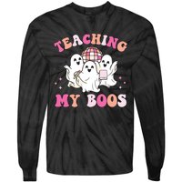 Groovy Teaching My Boos Crew Funny Ghost Halloween Teacher Tie-Dye Long Sleeve Shirt