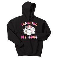 Groovy Teaching My Boos Crew Funny Ghost Halloween Teacher Kids Hoodie