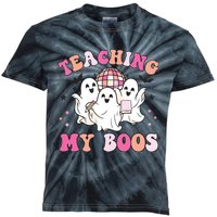 Groovy Teaching My Boos Crew Funny Ghost Halloween Teacher Kids Tie-Dye T-Shirt